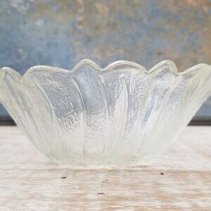Vintage Frosted Sunflower Clear Frosted Glass Bowl